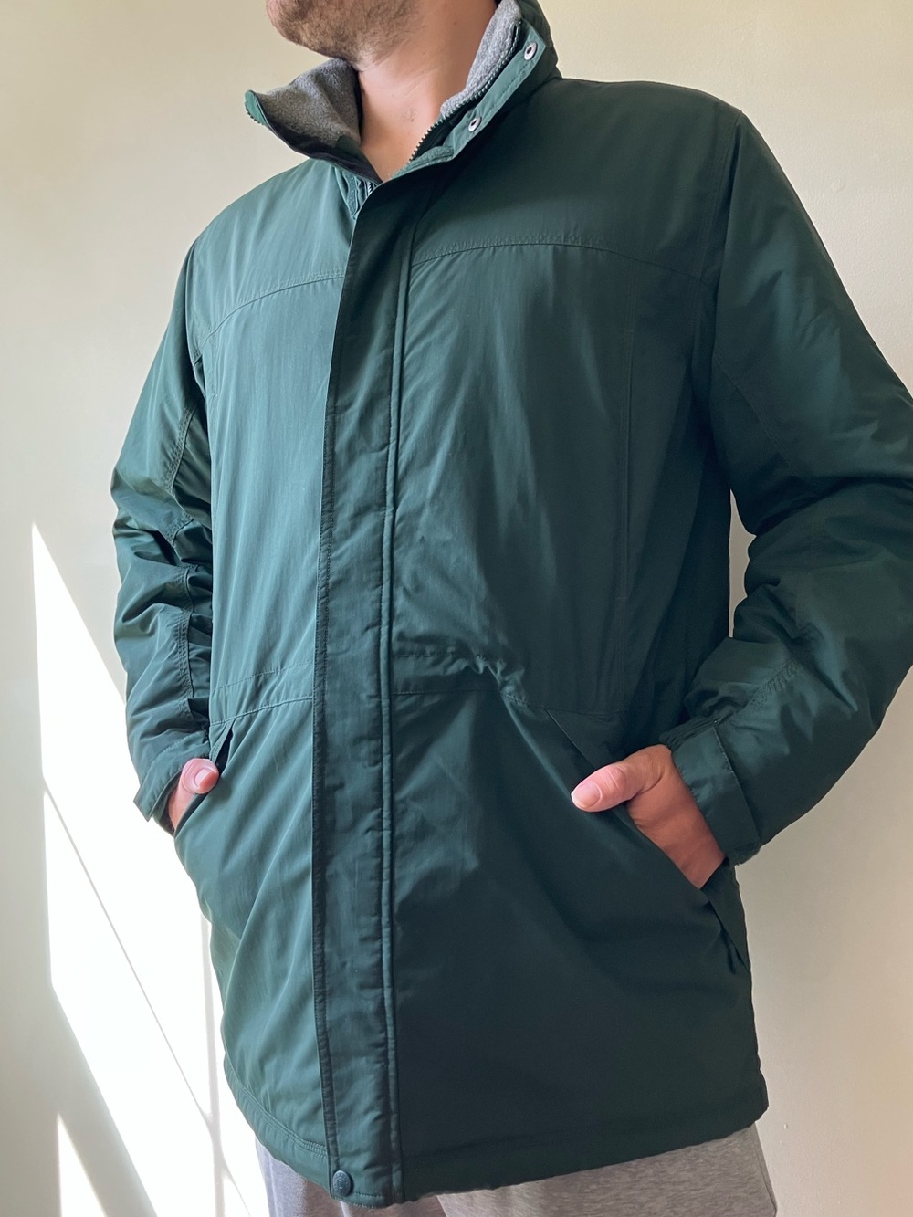 L.L. Bean | Vintage Men's Hunter Green Zip Up Fleece Lined Jacket Tall